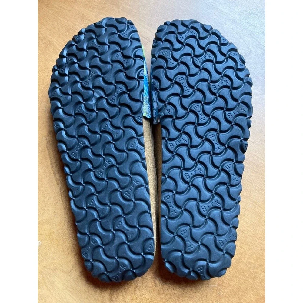 Papillio Birkenstock Madrid Slides Blue Peacock Paisley Print Sandals Mens 10 43